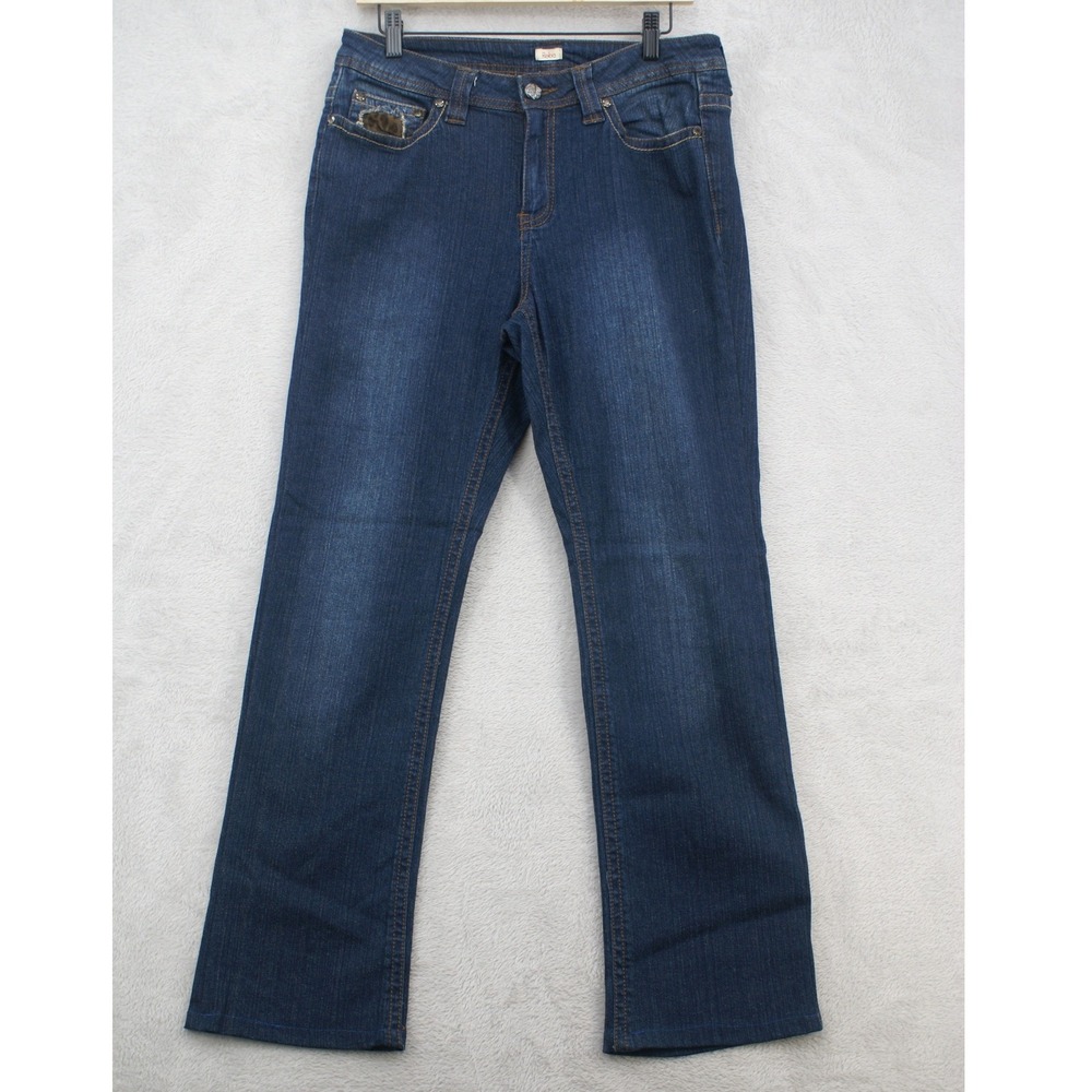 Reba Jeans Womens 10 Bootcut Leopard Rhinestone Embellished Western Y2K Denim